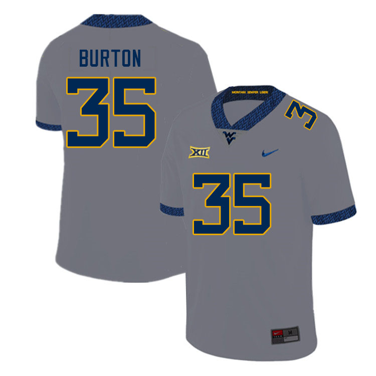 Men #35 Aric Burton West Virginia Mountaineers College Football Jerseys Sale-Gray